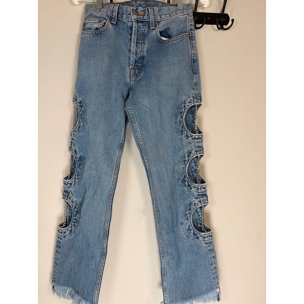 Carmar Denim Light Wash Chain Side Cut Out High Waist Jeans Size 26